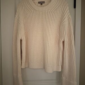 J.Crew Heritage Fisherman Sweater – Ivory Cotton Knit, Size L